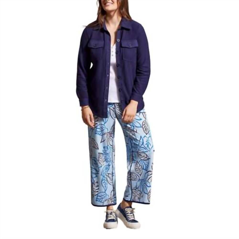 NEW TRIBAL mixed media long sleeve shacket in nautical
